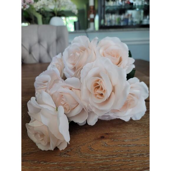 Blush-colored Artificial Rose Bush Bouquet 17"H - Picture 3 of 7